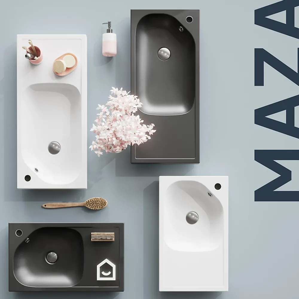 GoodHome Plan vasque blanc satin en résine l.80,4 x P.36,2 cm, Maza