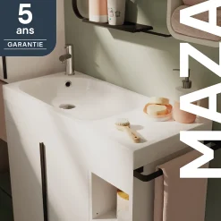 GoodHome Plan vasque blanc satin en résine l.80,4 x P.36,2 cm, Maza