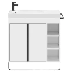 GoodHome Plan vasque blanc satin en résine l.80,4 x P.36,2 cm, Maza
