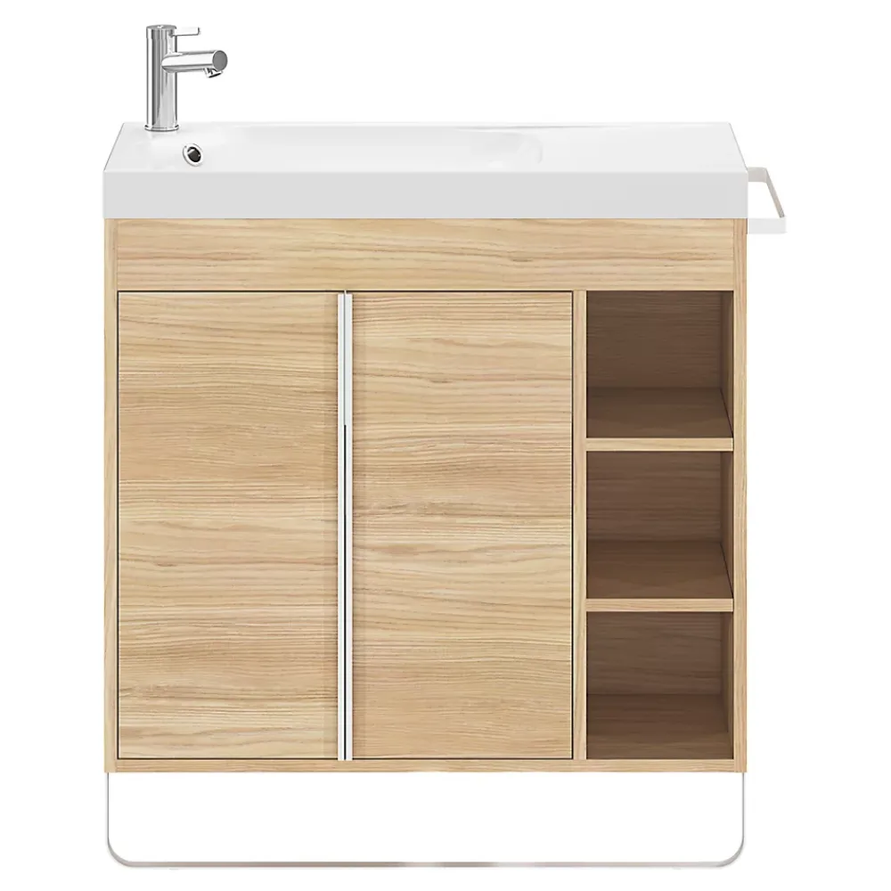 GoodHome Plan vasque blanc satin en résine l.80,4 x P.36,2 cm, Maza