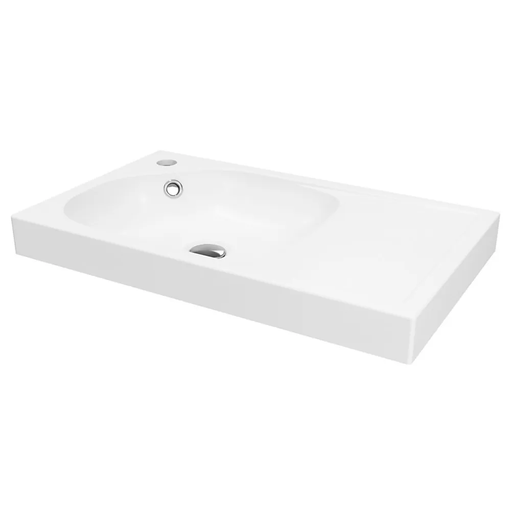 Plan Simple Vasque|GoodHome Plan vasque blanc satin en résine l.60,4 x P.36,2 cm, Maza