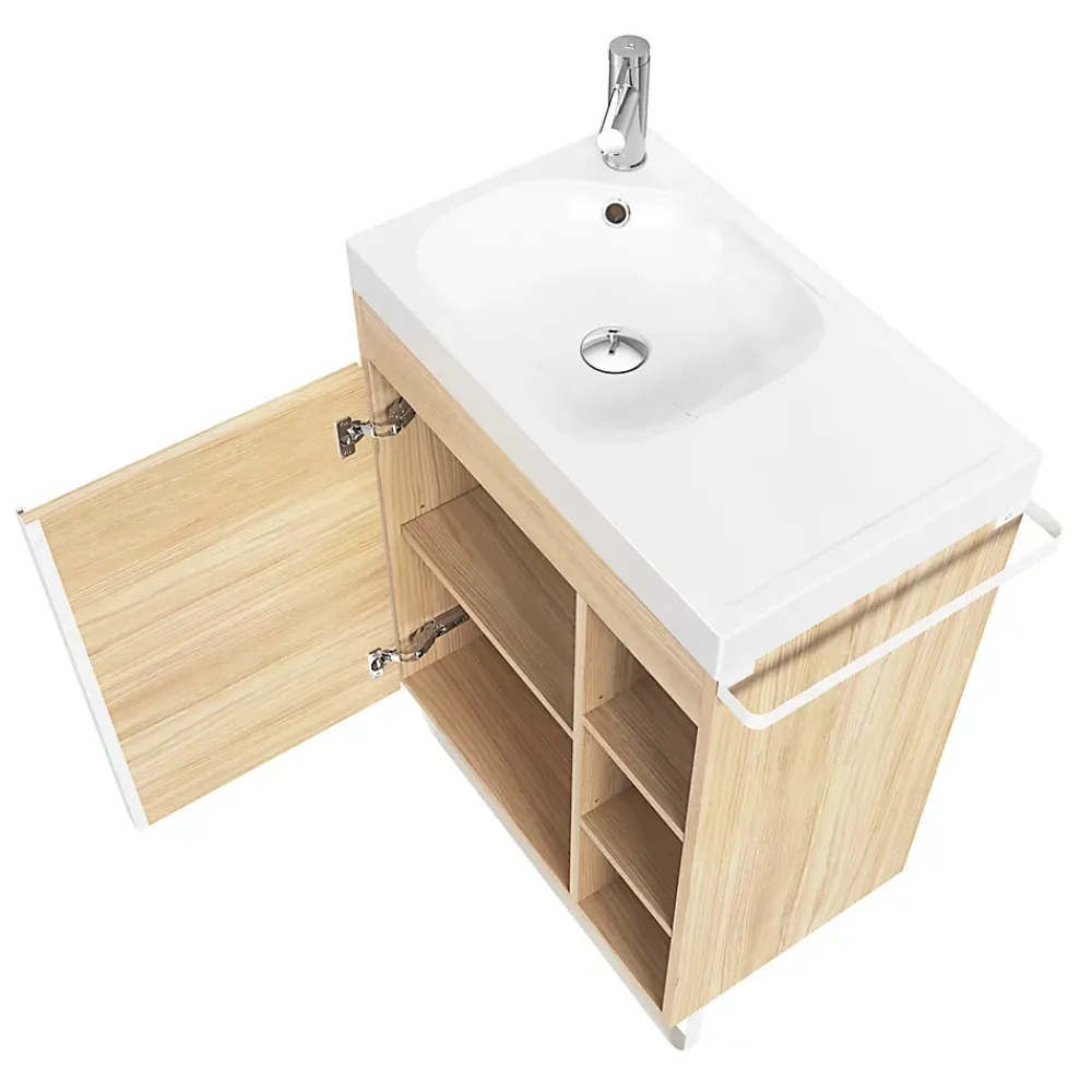 Plan Simple Vasque|GoodHome Plan vasque blanc satin en résine l.60,4 x P.36,2 cm, Maza