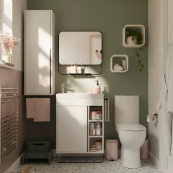 Plan Simple Vasque|GoodHome Plan vasque blanc satin en résine l.60,4 x P.36,2 cm, Maza