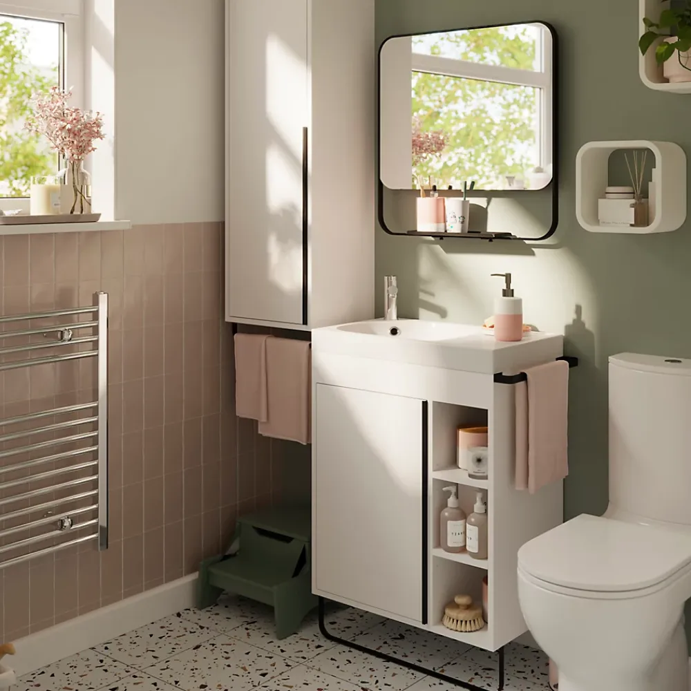 Plan Simple Vasque|GoodHome Plan vasque blanc satin en résine l.60,4 x P.36,2 cm, Maza