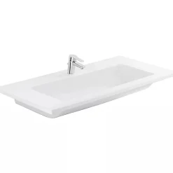Sanindusa Plan vasque céramique traditionnelle Palm 100 blanc a poser sur plan ou meuble