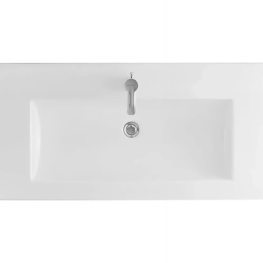 Sanindusa Plan vasque céramique traditionnelle Palm 100 blanc a poser sur plan ou meuble