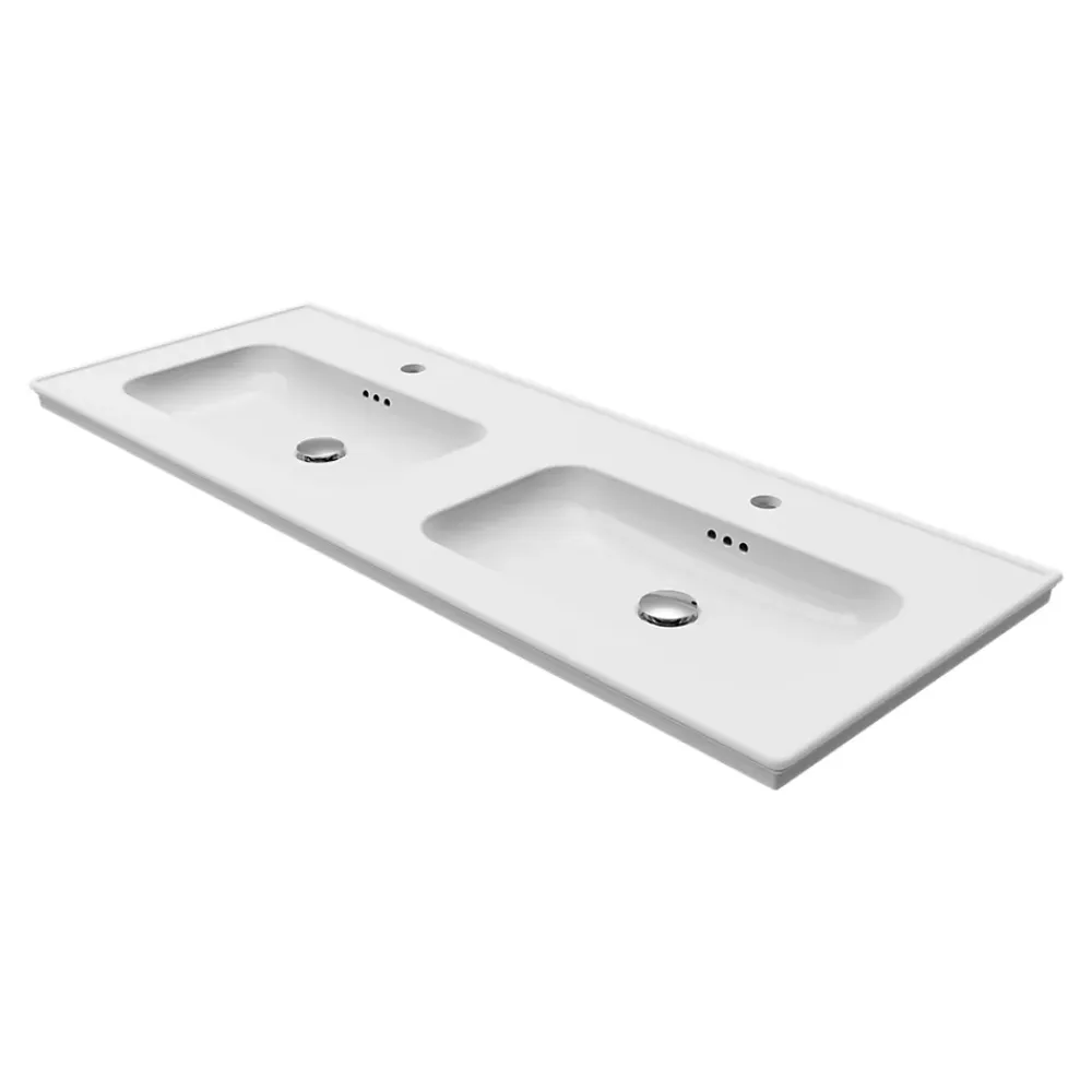 Plan Double Vasque|GoodHome Plan vasque double blanc en céramique l.120 cm, Endell