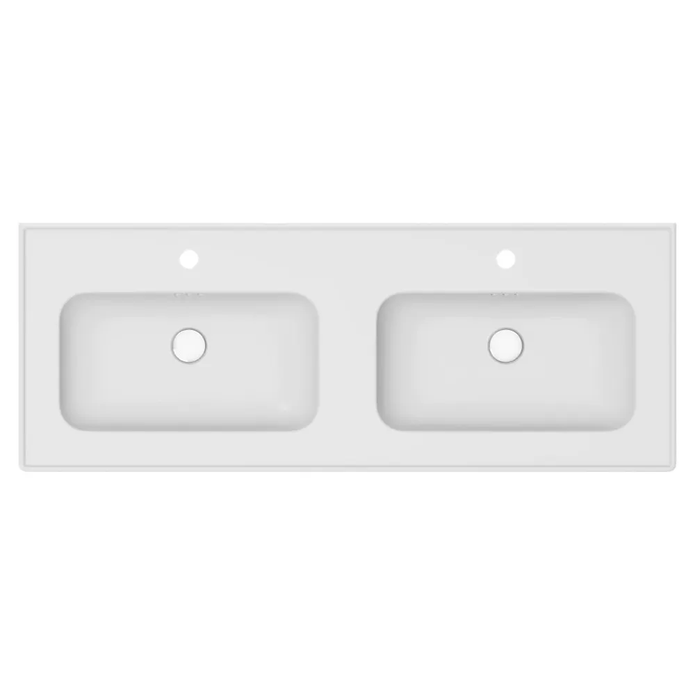 Plan Double Vasque|GoodHome Plan vasque double blanc en céramique l.120 cm, Endell