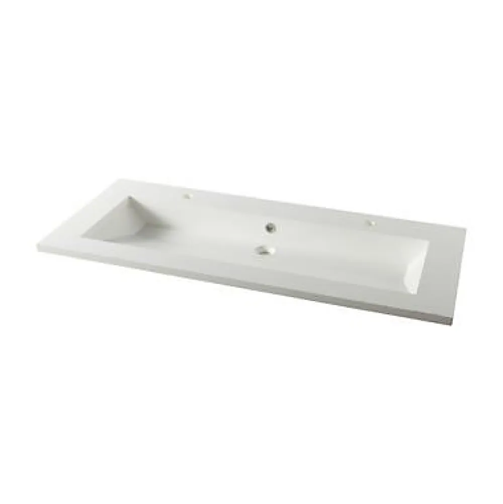 Plan vasque double blanc en résine l.120 cm, Calao