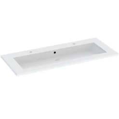Plan vasque double blanc en résine l.120 cm, Calao