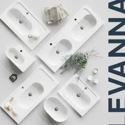GoodHome Plan vasque double l.120,6 x H.12,3 x P.45,2 cm, en céramique blanche, levanna