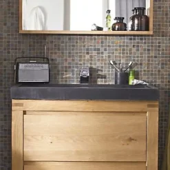 Plan Simple Vasque|Cooke & Lewis Plan vasque en pierre noire 90 cm, Harmon