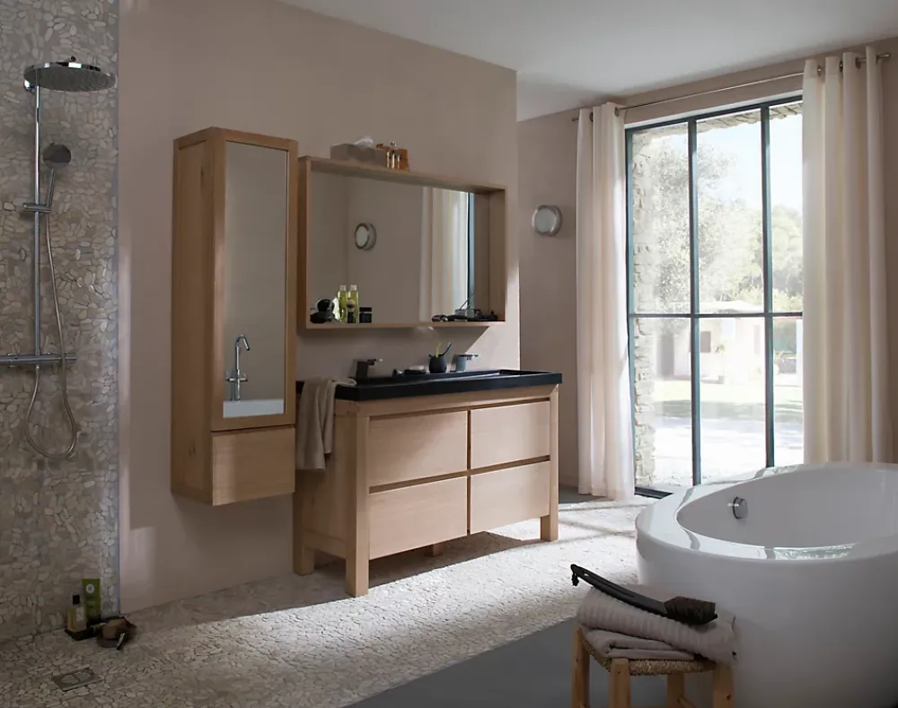 Plan Double Vasque| Plan vasque en pierre noire 140 cm, Cooke & Lewis Harmon