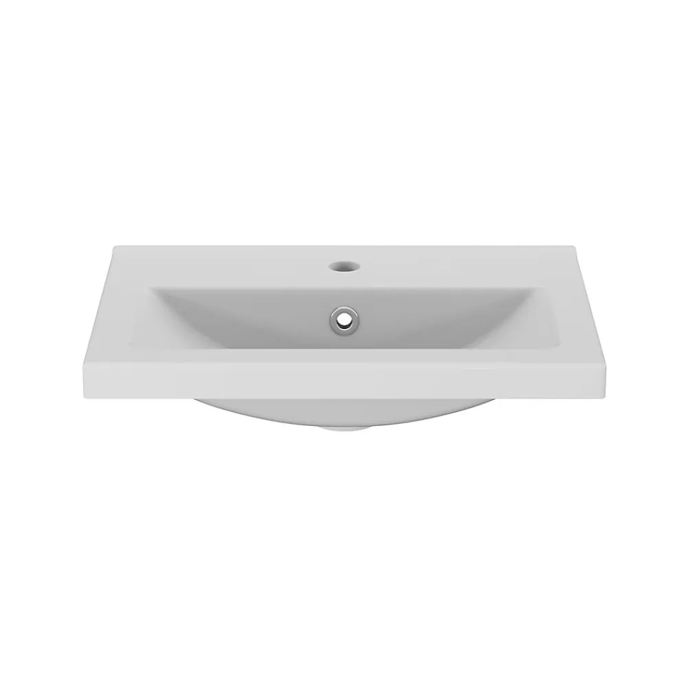 Plan Simple Vasque|GoodHome Plan vasque faible profondeur blanc Nira 50 cm