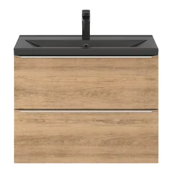GoodHome Plan vasque faible profondeur noir Nira 80 cm