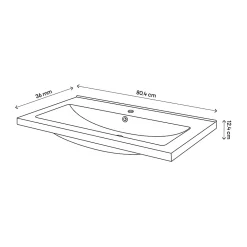 GoodHome Plan vasque faible profondeur blanc Nira 80 cm