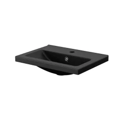Plan Simple Vasque|GoodHome Plan vasque faible profondeur noir Nira 50 cm