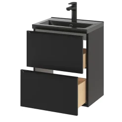 Plan Simple Vasque|GoodHome Plan vasque faible profondeur noir Nira 50 cm