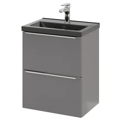 Plan Simple Vasque|GoodHome Plan vasque faible profondeur noir Nira 50 cm