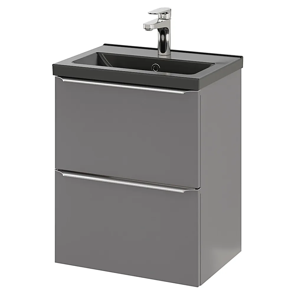 Plan Simple Vasque|GoodHome Plan vasque faible profondeur noir Nira 50 cm
