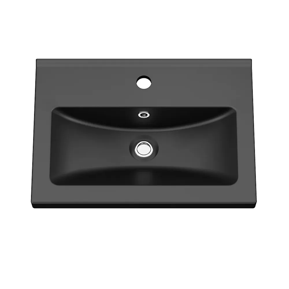 Plan Simple Vasque|GoodHome Plan vasque faible profondeur noir Nira 50 cm