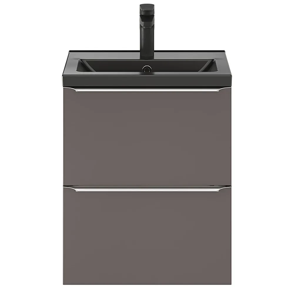 Plan Simple Vasque|GoodHome Plan vasque faible profondeur noir Nira 50 cm