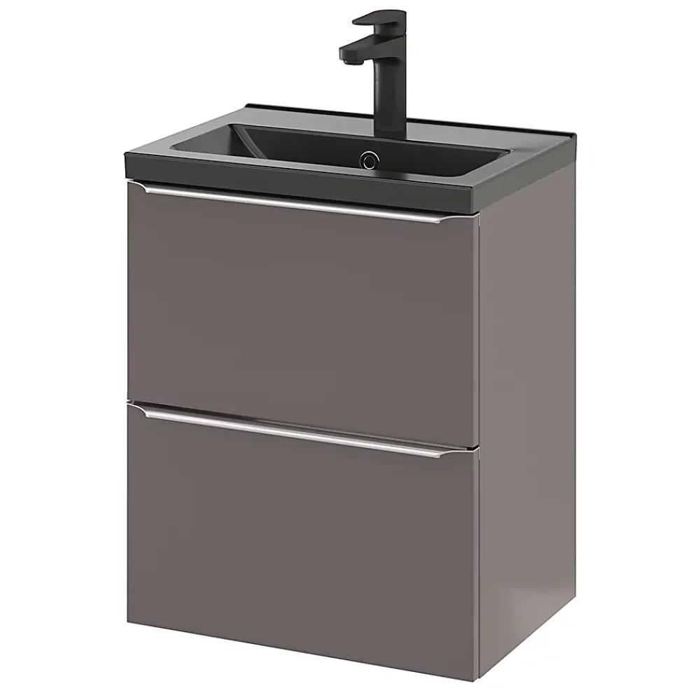 Plan Simple Vasque|GoodHome Plan vasque faible profondeur noir Nira 50 cm