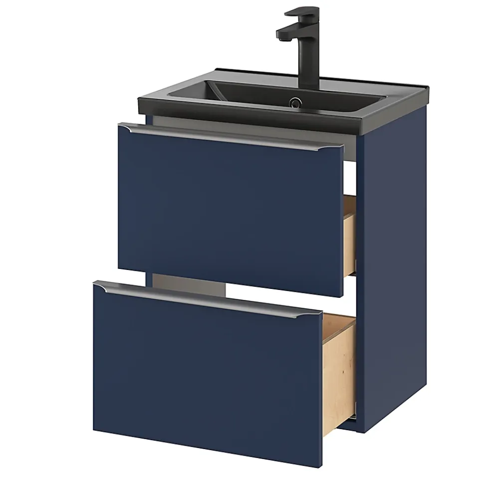 Plan Simple Vasque|GoodHome Plan vasque faible profondeur noir Nira 50 cm