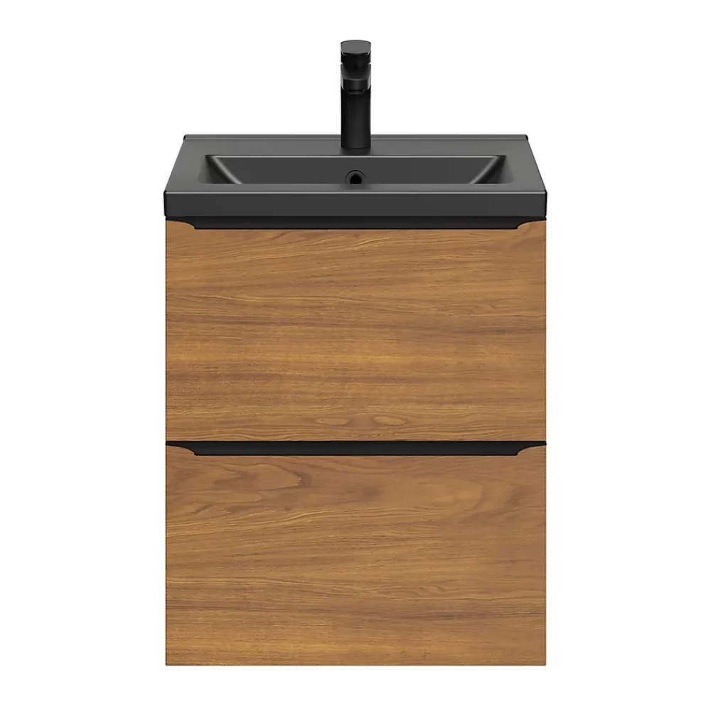 Plan Simple Vasque|GoodHome Plan vasque faible profondeur noir Nira 50 cm
