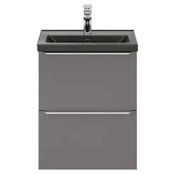 Plan Simple Vasque|GoodHome Plan vasque faible profondeur noir Nira 50 cm
