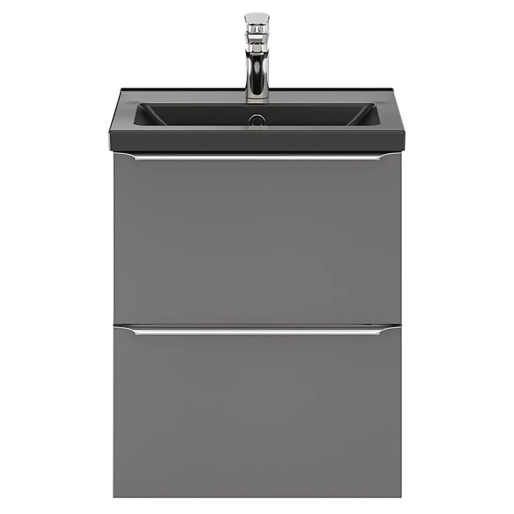 Plan Simple Vasque|GoodHome Plan vasque faible profondeur noir Nira 50 cm