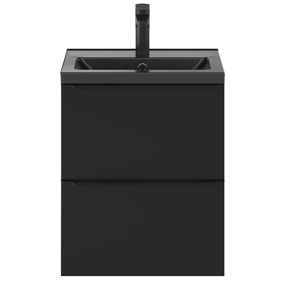 Plan Simple Vasque|GoodHome Plan vasque faible profondeur noir Nira 50 cm