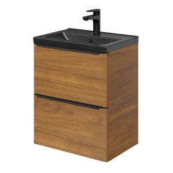 Plan Simple Vasque|GoodHome Plan vasque faible profondeur noir Nira 50 cm