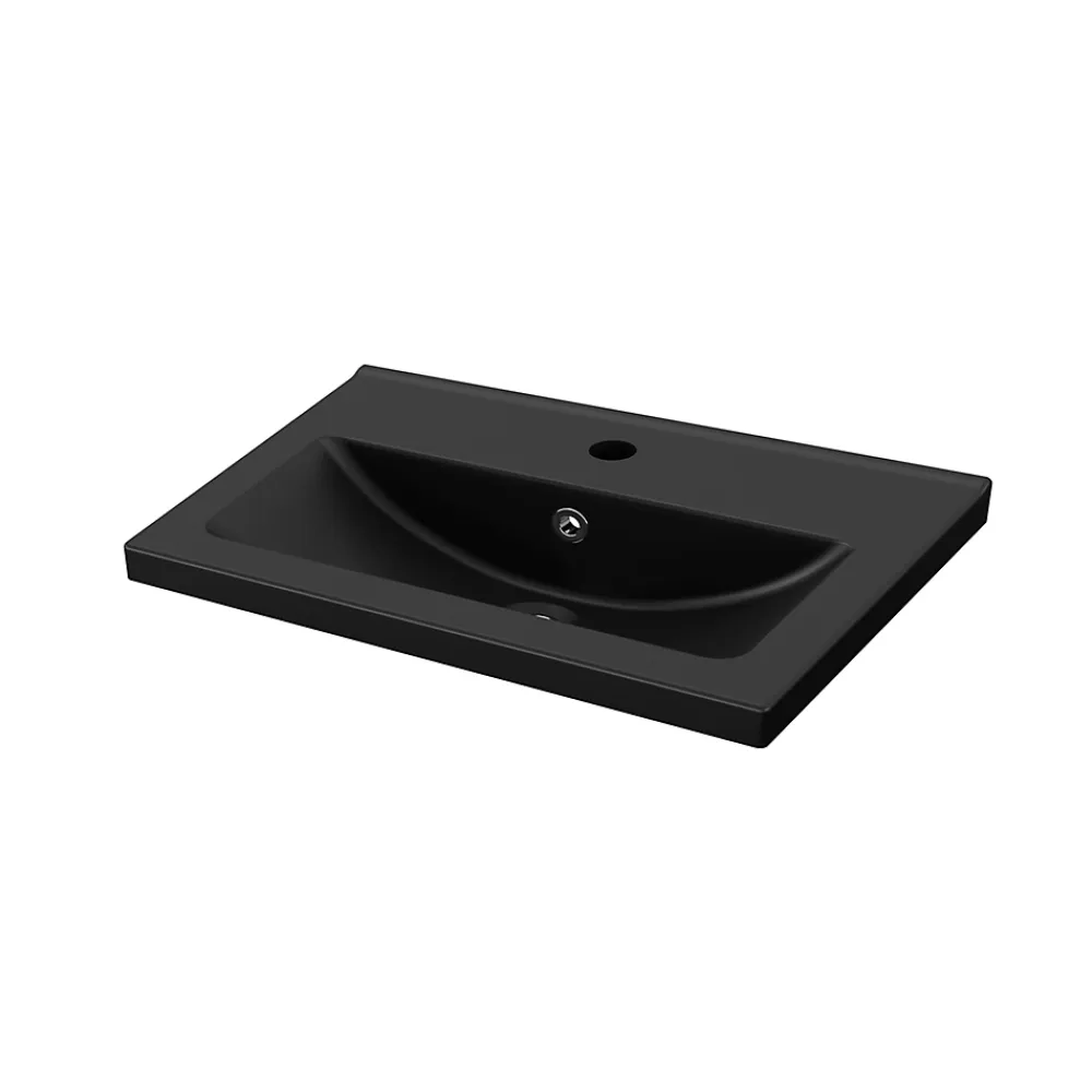 Plan Simple Vasque|GoodHome Plan vasque faible profondeur noir Nira 60 cm