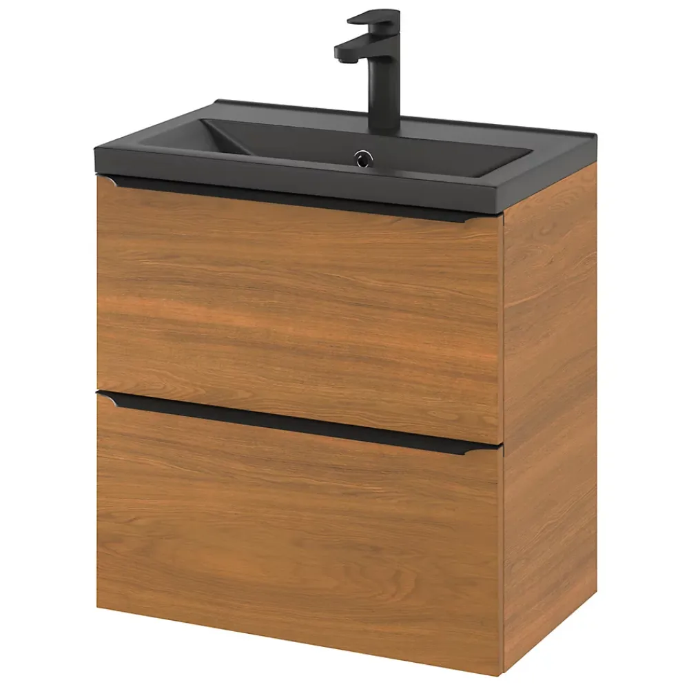 Plan Simple Vasque|GoodHome Plan vasque faible profondeur noir Nira 60 cm