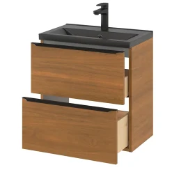 Plan Simple Vasque|GoodHome Plan vasque faible profondeur noir Nira 60 cm