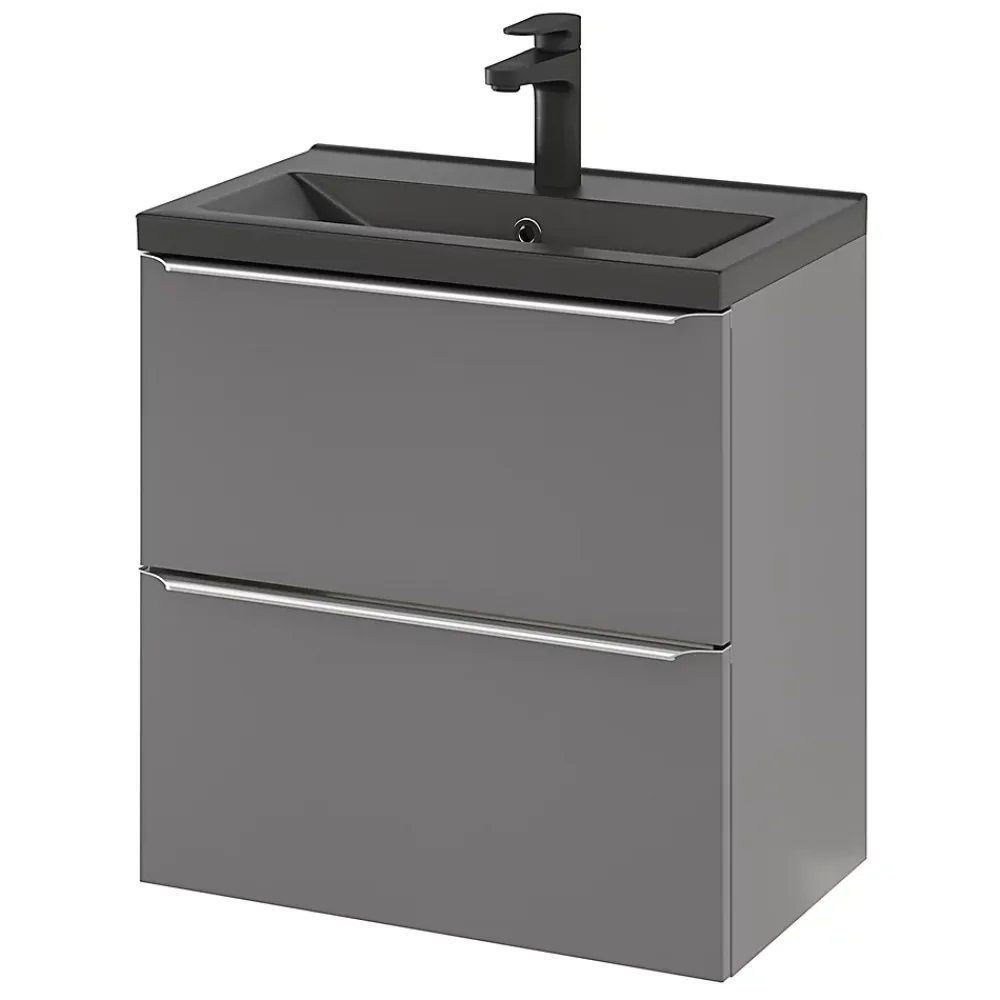 Plan Simple Vasque|GoodHome Plan vasque faible profondeur noir Nira 60 cm