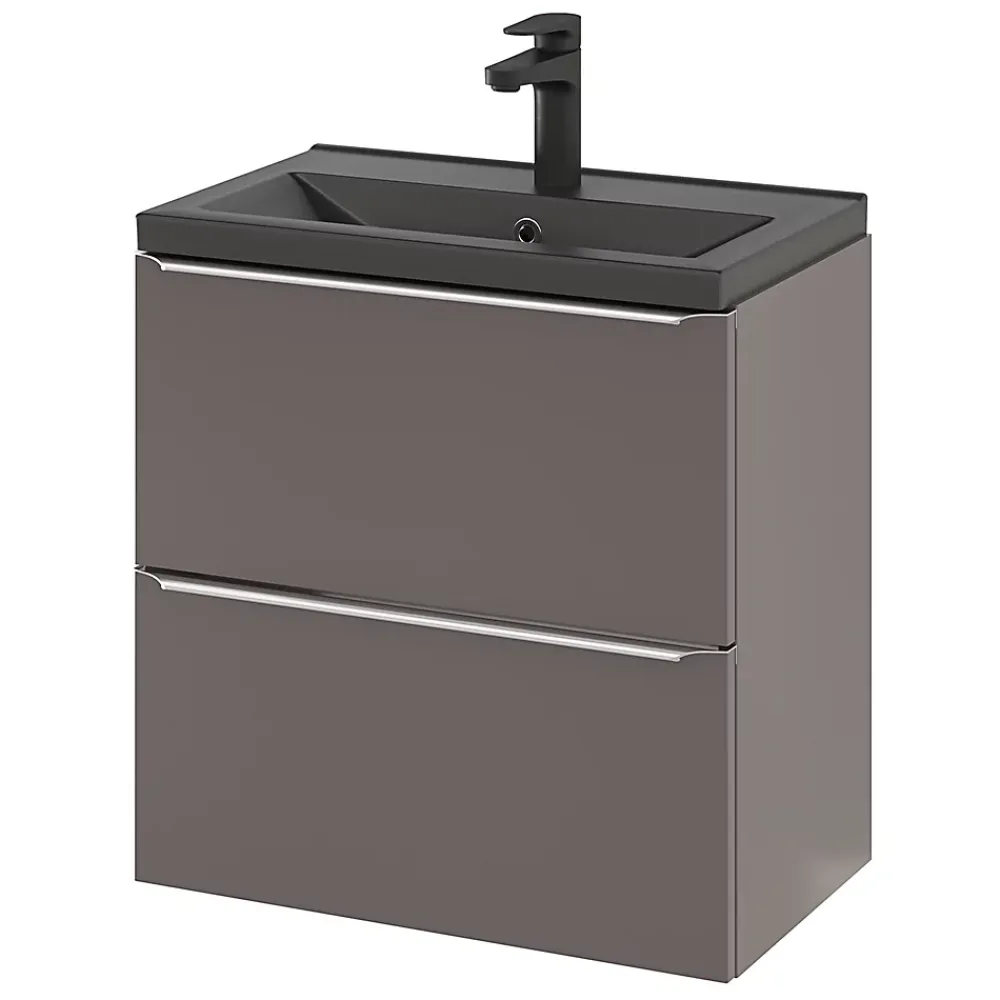 Plan Simple Vasque|GoodHome Plan vasque faible profondeur noir Nira 60 cm