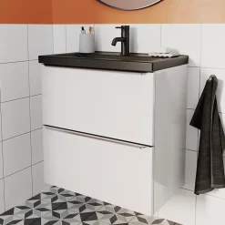 Plan Simple Vasque|GoodHome Plan vasque faible profondeur noir Nira 60 cm