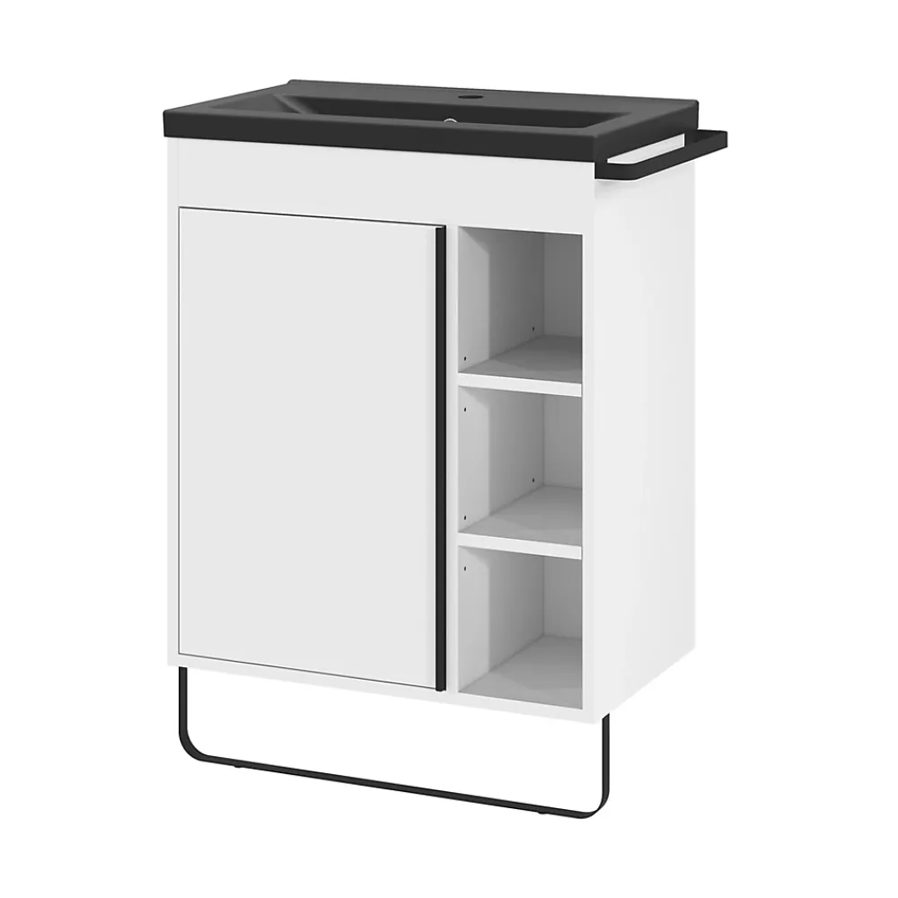 Plan Simple Vasque|GoodHome Plan vasque faible profondeur noir Nira 60 cm
