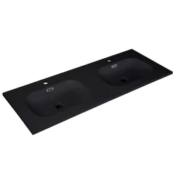 Plan Double Vasque|Mob-In Plan vasque intégré en résine de synthèse ENIO 140cm noir