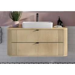 Meublorama Plan vasque KORI 120 cm chene clair Accessoire pour meuble sous vasque