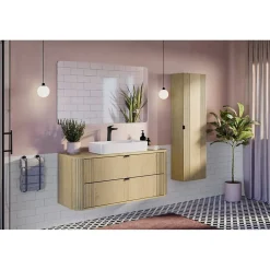 Meublorama Plan vasque KORI 120 cm chene clair Accessoire pour meuble sous vasque
