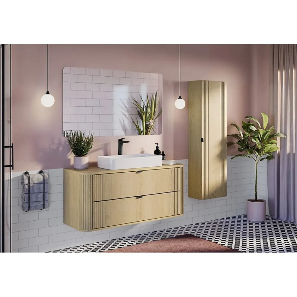 Meublorama Plan vasque KORI 120 cm chene clair Accessoire pour meuble sous vasque