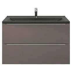 Plan Simple Vasque|GoodHome Plan vasque l.100 cm Nira en porcelaine vitrifié coloris noir