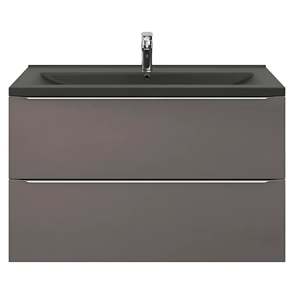 Plan Simple Vasque|GoodHome Plan vasque l.100 cm Nira en porcelaine vitrifié coloris noir