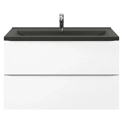 Plan Simple Vasque|GoodHome Plan vasque l.100 cm Nira en porcelaine vitrifié coloris noir