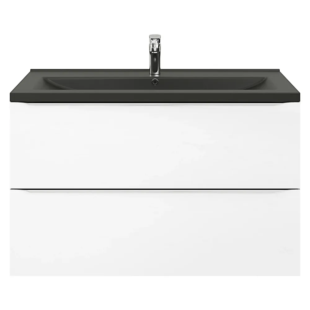 Plan Simple Vasque|GoodHome Plan vasque l.100 cm Nira en porcelaine vitrifié coloris noir