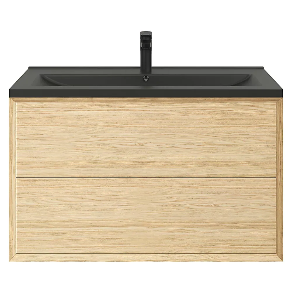 Plan Simple Vasque|GoodHome Plan vasque l.100 cm Nira en porcelaine vitrifié coloris noir