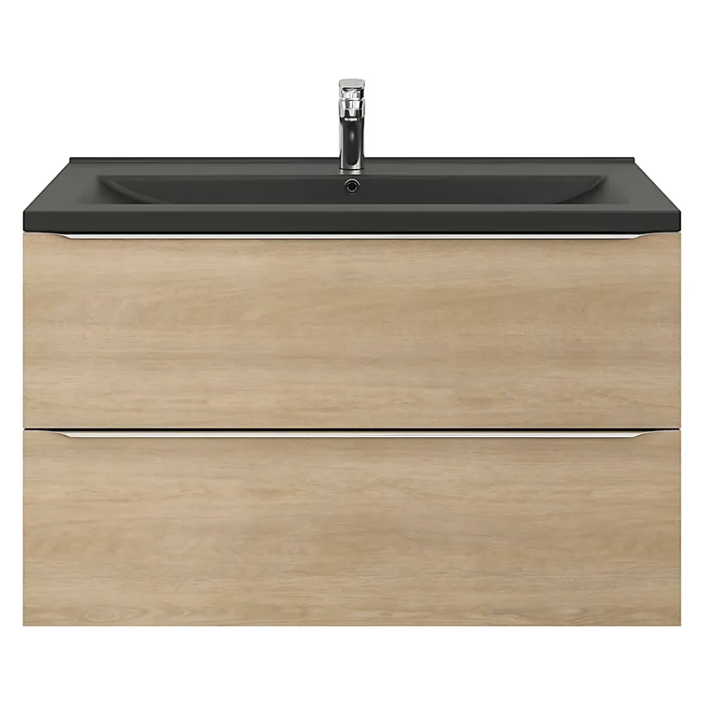 Plan Simple Vasque|GoodHome Plan vasque l.100 cm Nira en porcelaine vitrifié coloris noir